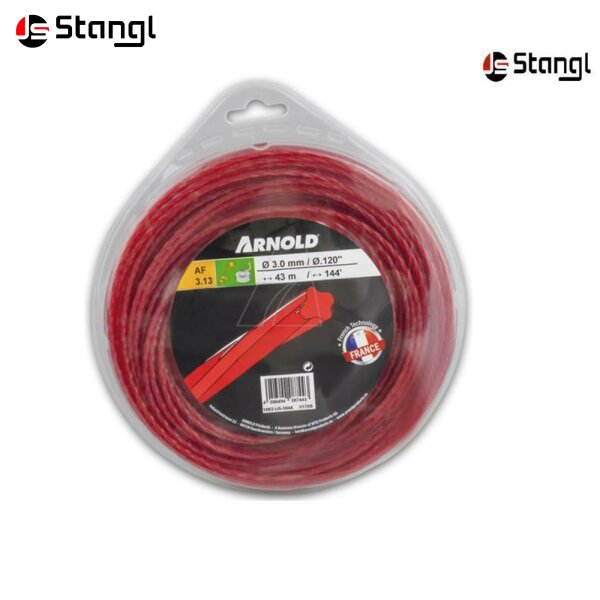 Trimmerfaden AF 3.13, 3.0 mm x 43.9 m, rot, rund, gedreht