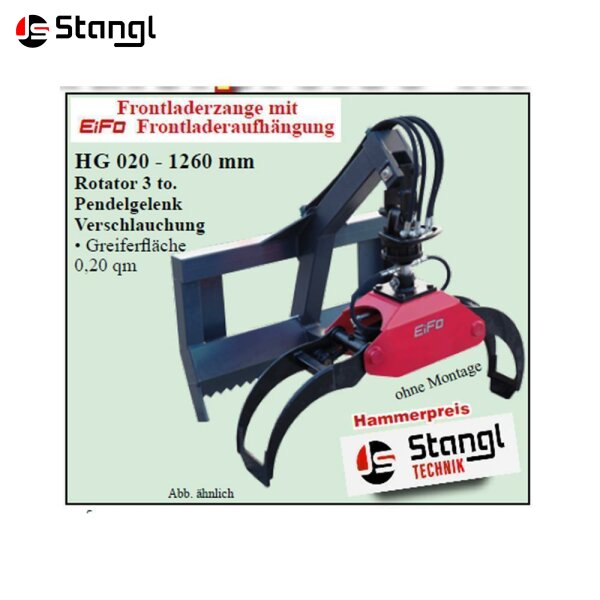 FRONTLADERZANGE HG 020 MIT FRONTLADERAUFHÄNGUNG UND ROTATOR 3 TO